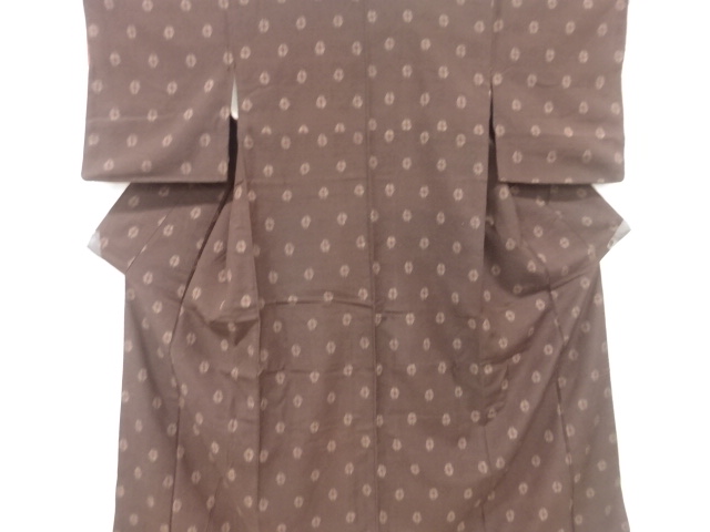 JAPANESE KIMONO / ANTIQUE KIMONO / SILK / TSUMUGI / WOVEN ABSTRACT PATTERN